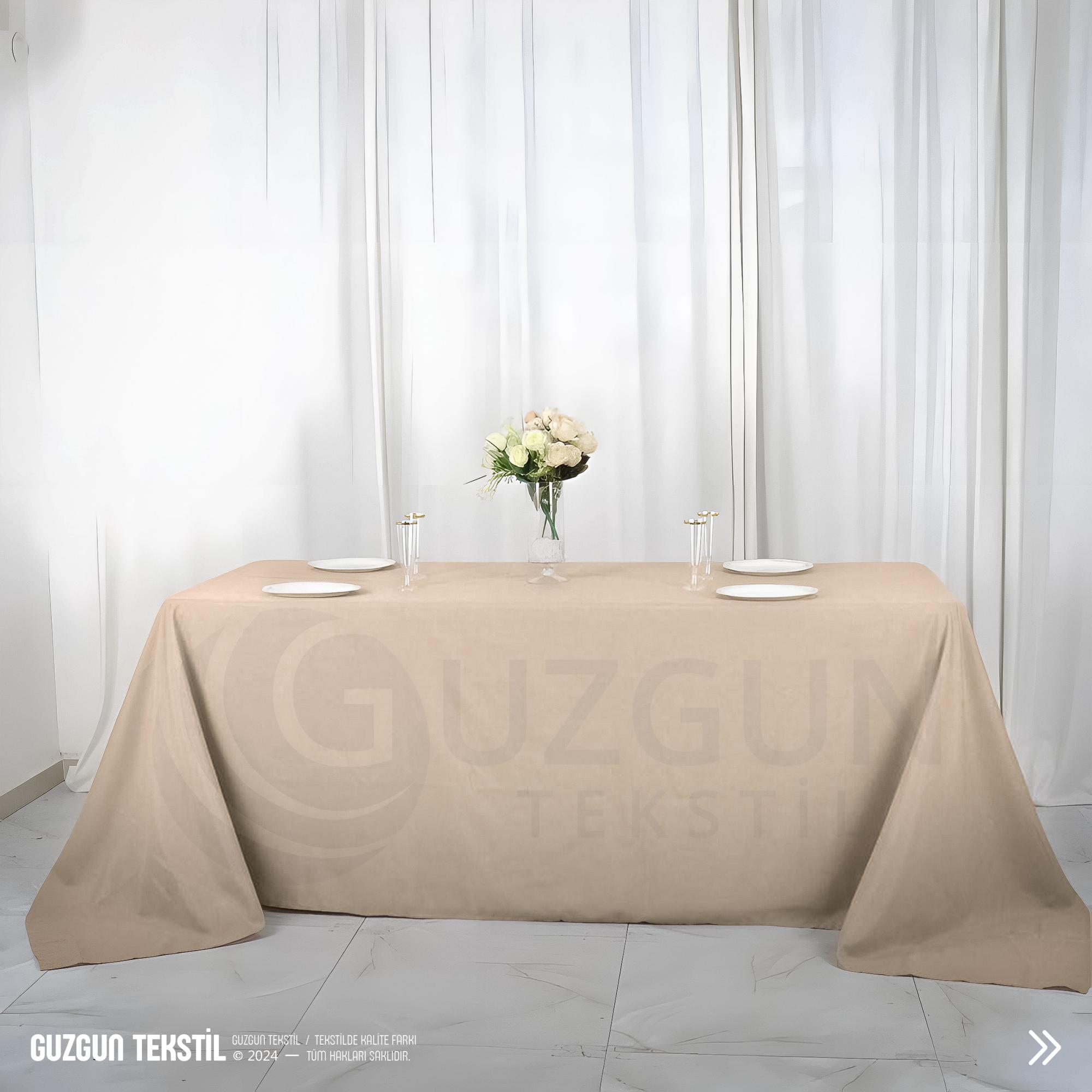 Dikdörtgen Ada Fon Masa Örtüsü - Ten Rengi