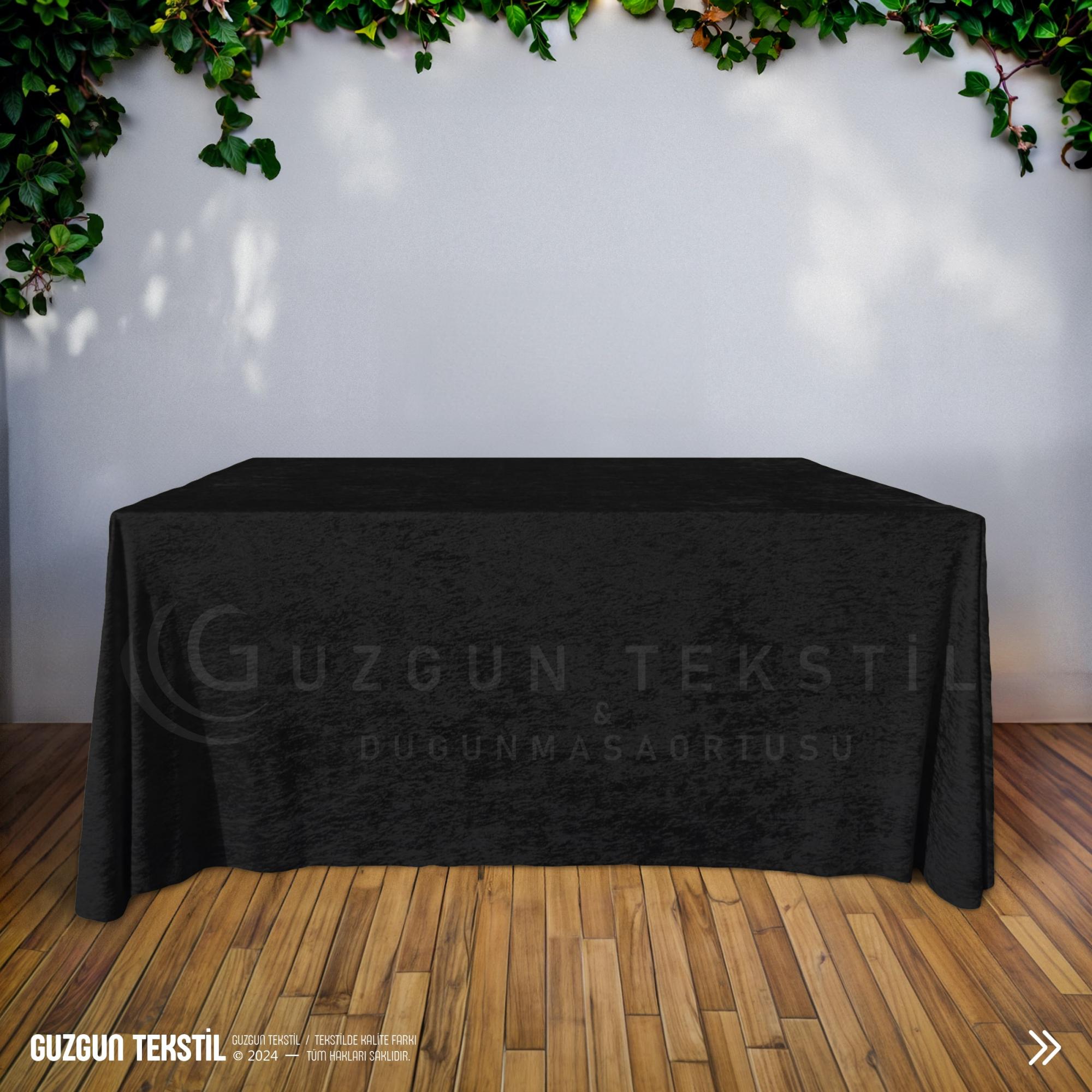 Dikdörtgen Kadife Masa Örtüsü - Siyah